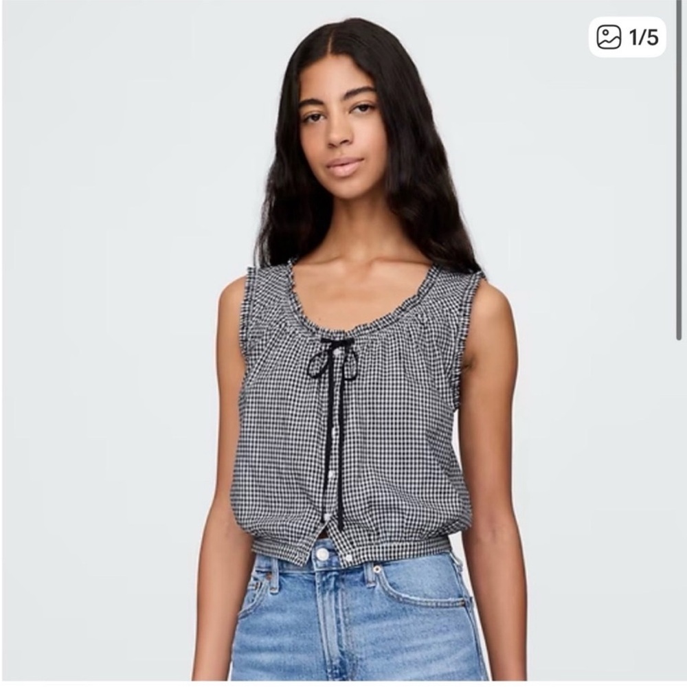 Gap × DÔEN Gingham Crop Tank Top size Medium